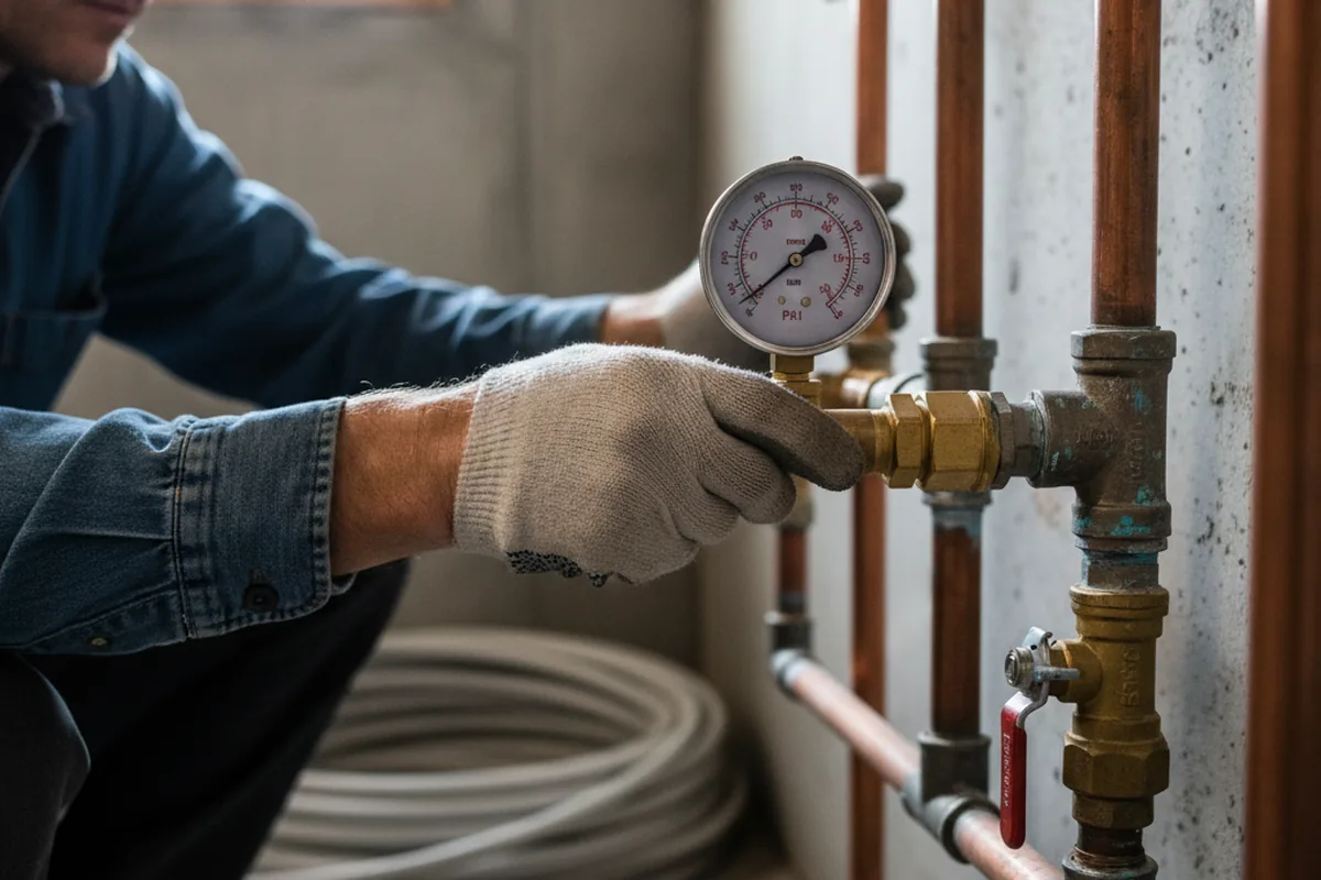 Pressure testing a repaired line during Water Line Repair in Upland